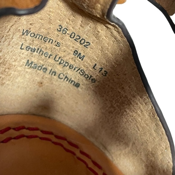 Trask Brown Saddle Leather Strappy Burlap Platform Heel Wedge Sandal Sz 9 - Picture 10 of 10